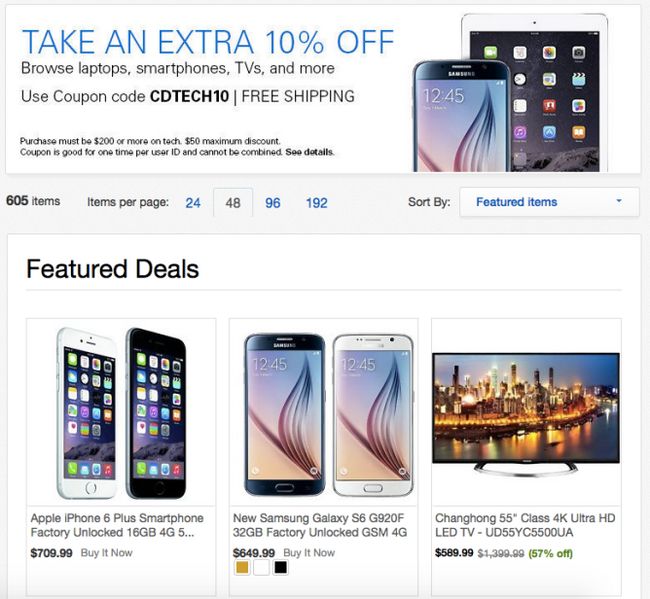 Fotografía - [Alerta Trato] eBay está ofreciendo un cupón para 10% de Descuento Un manojo de Tech extras, como el Samsung Galaxy S6 de $ 599